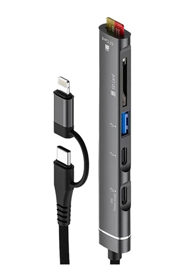 Apera Nr43 5in1 Apple iPhone Fast Charger Type-C Lightning Multi-Input Hub Dock USB 3.0 Card Reader